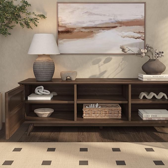 Plank+Beam Mid-Century Modern Wood TV Stand, Solid Wood Entertainment Console - Image 5