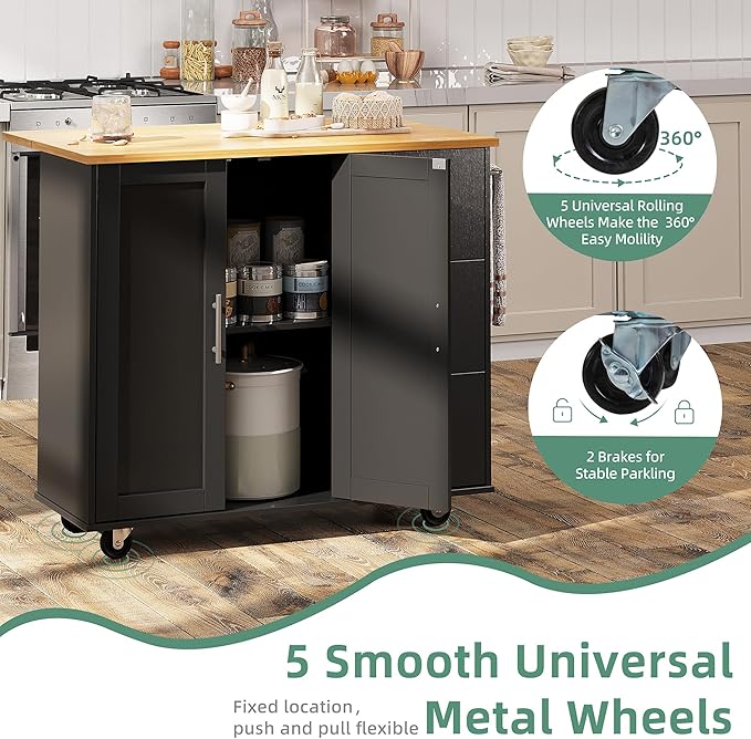 Shintenchi Rolling Kitchen Island Cart - Image 4