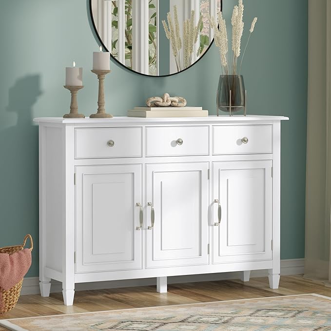 SIMPLIHOME Connaught 51-inch Wide Solid Wood Storage Cabinet in White - Image 2
