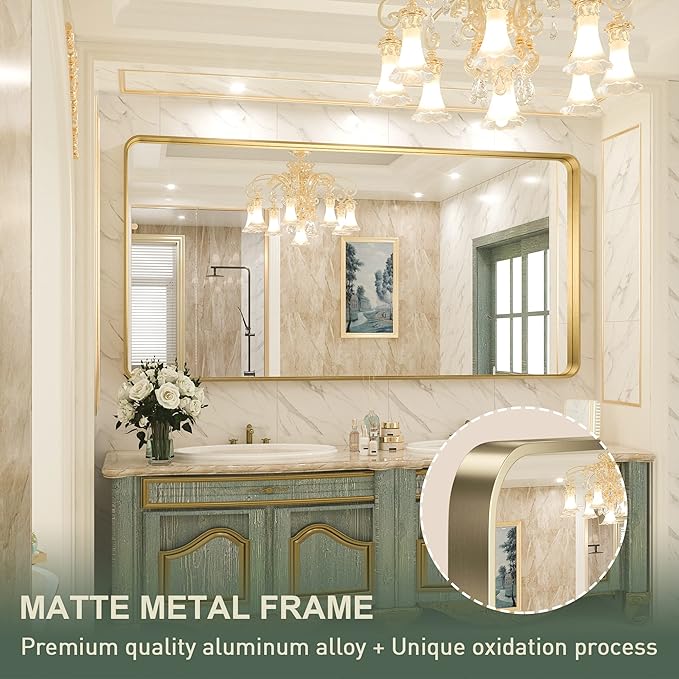 TokeShimi 72x36 Inch Gold Bathroom Vanity Mirror - Image 4