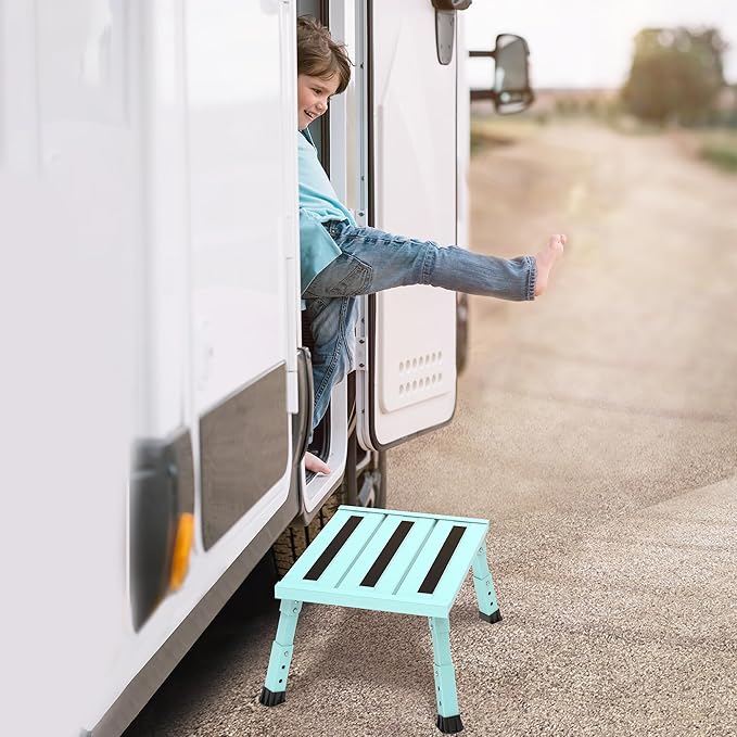 Adjustable Height Aluminum RV Step, Stable Foldable Platform Step Stool - Image 8