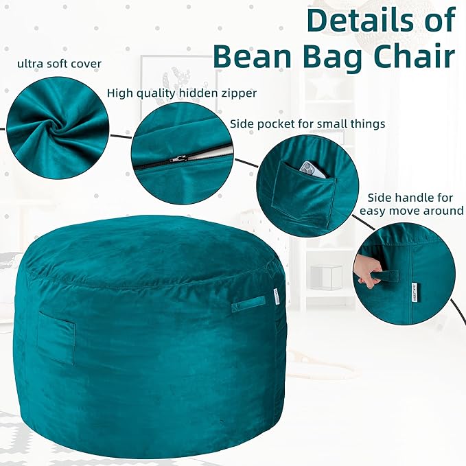 HABUTWAY Bean Bag Chair 3Ft Luxurious Velvet Ultra Soft Fur - Image 4