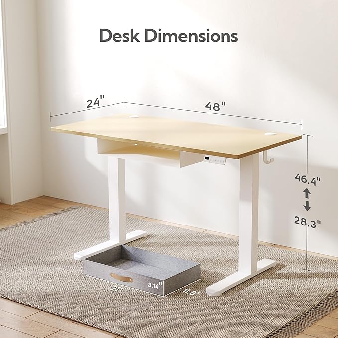Seang Standing Desk with Drawer, 3 Memory Height Settings with Cable Grommets & - Image 3