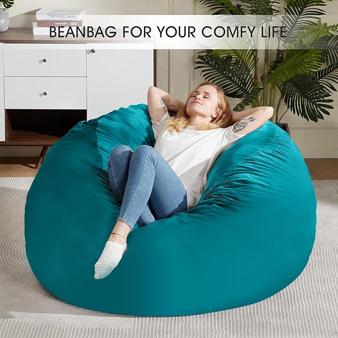HABUTWAY Bean Bag Chair: Giant 5' Memory Foam Furniture Bean Bag Chairs - Image 6