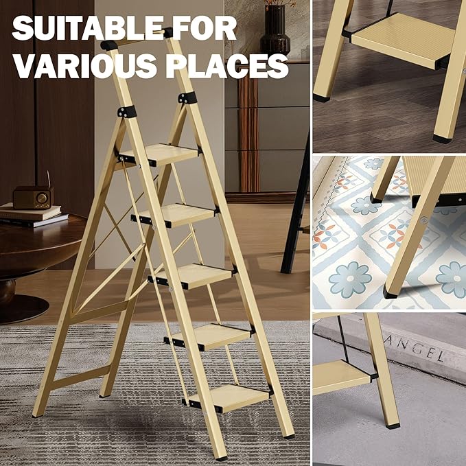 5 Step Step Ladder, Lightweight Folding Step Stool - Image 3