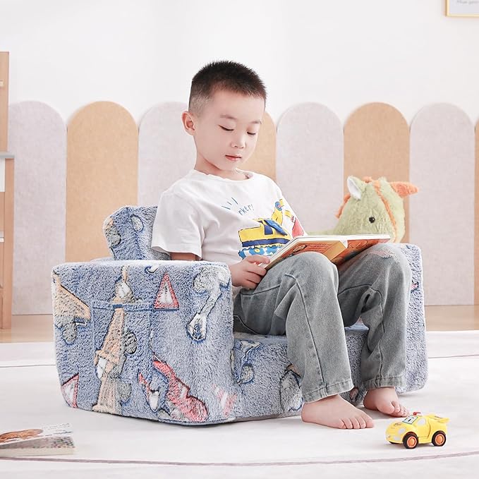 Tiita Kids Chair Couch, Folding Toddler Comfy Sofa Chairs, 2-in-1 Kids Plush - Image 2