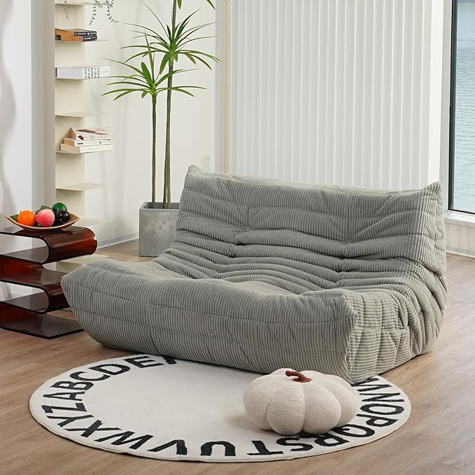 N&V Fireside Loveseat, Mid Century Armless Twin Size Floor Sofa, Soft Premium by NV