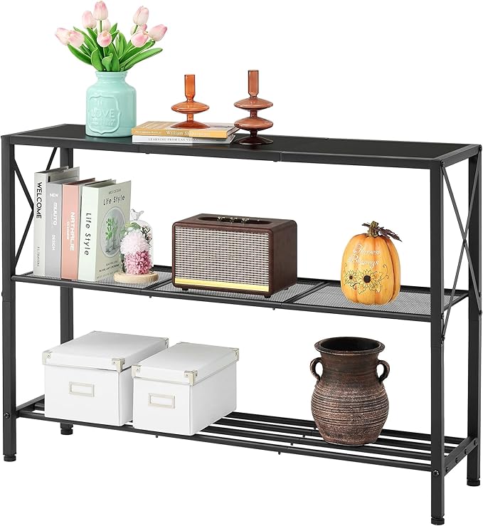 Hoctieon Industrial Console Table, 3 Tier Entryway Table, Hallway Table by Hoctieon