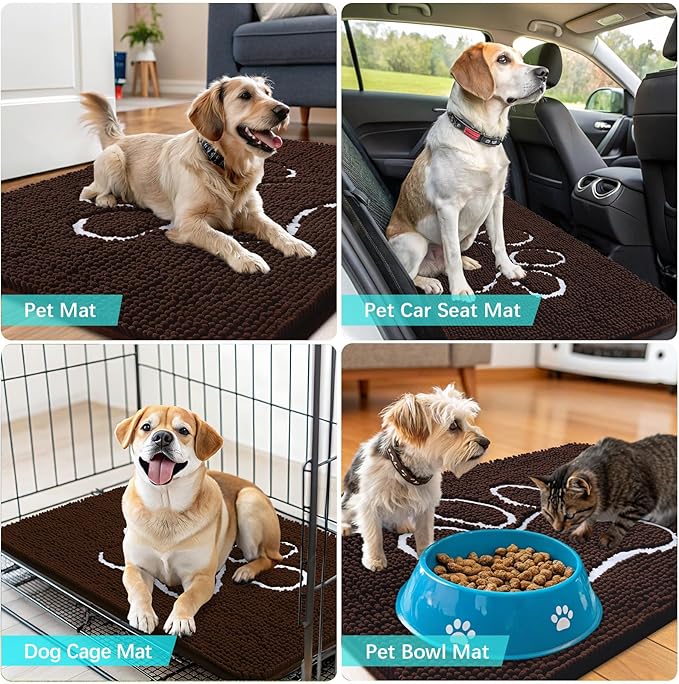 OLANLY Door Mat for Muddy Dog Paws 59x35, Ultra Absorbent Chenille Mud Doormat - Image 7