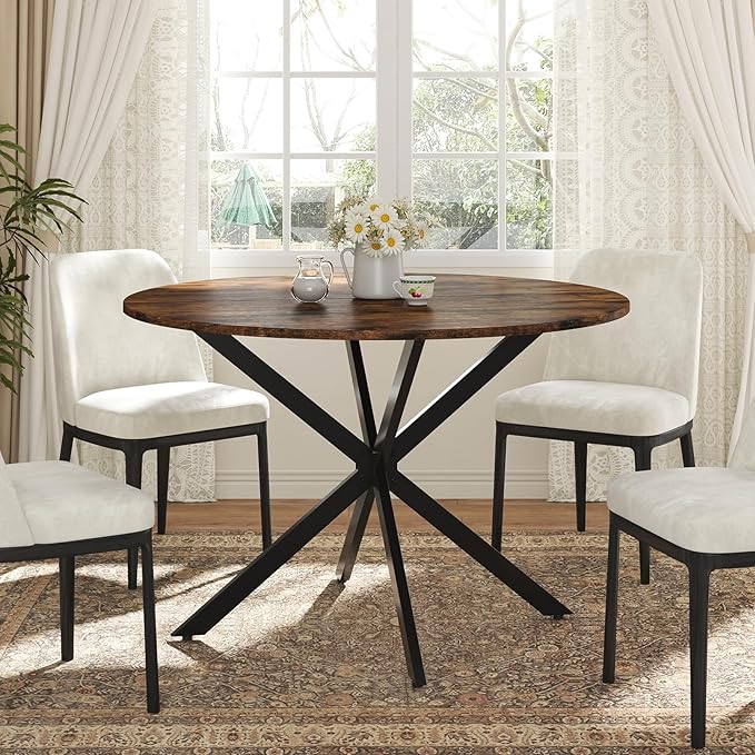Unovivy 47" Round Dining Table for 4-6, Space Saving Circle Kitchen Dinner Table - Image 7
