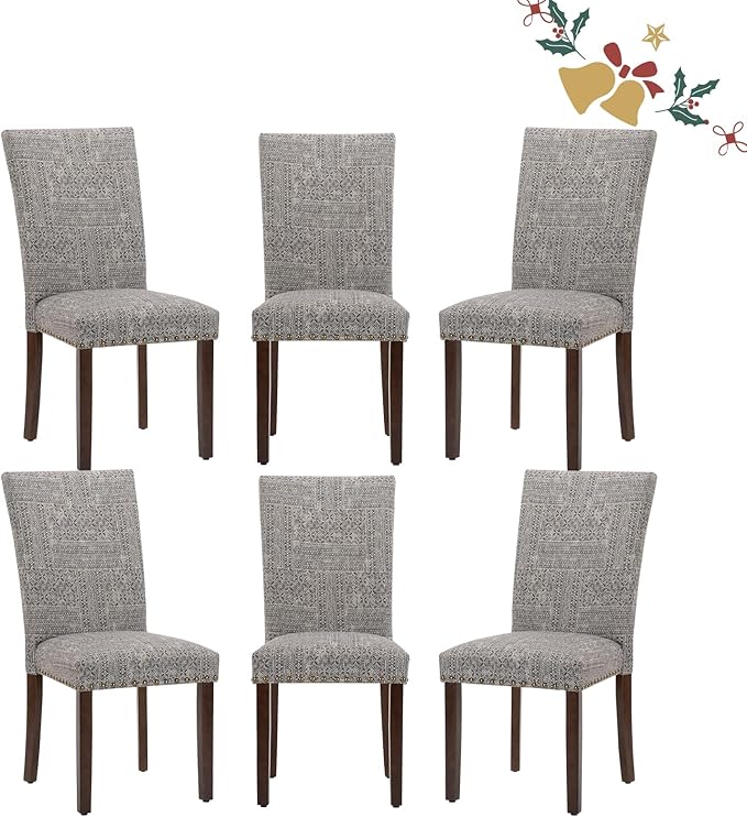 Parsons Dining Chairs Set of 6, Upholstered Nailhead Dining Room Kitchen Side by COLAMYINC