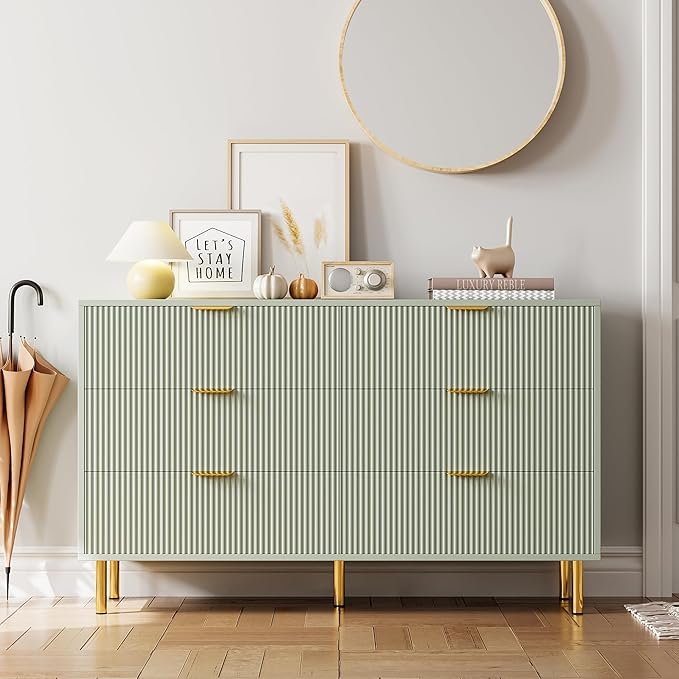 Green Dresser, Modern 6 Drawer Dresser - Image 4