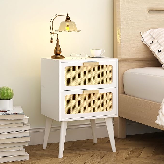Rattan Nightstand, Wood End Table, Side Table - Image 2