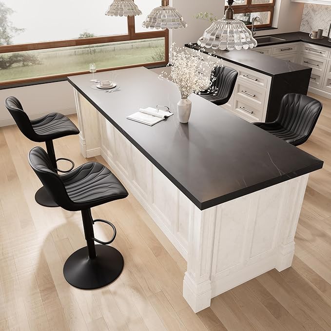 YOUNIKE 3 Black Bar Stools Modern Swivel Counter Height Bar Chair - Image 8
