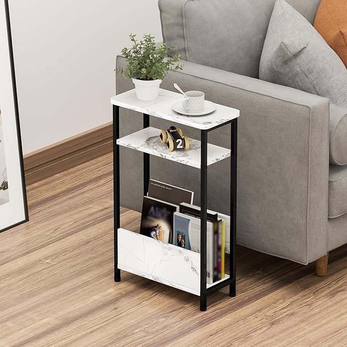 7.1" Narrow Side Table for Small Spaces, 3 Tier Small End Table - Image 2