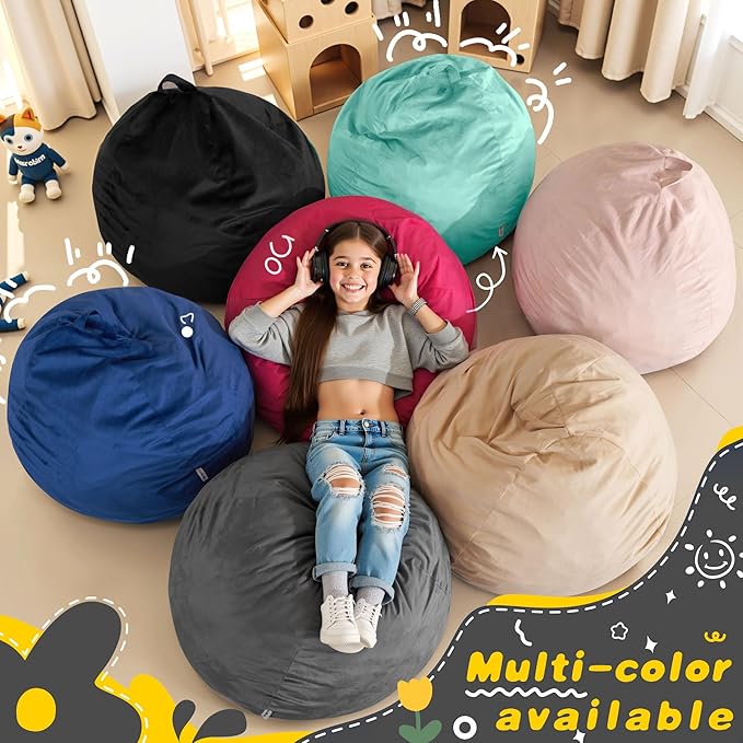 HABUTWAY 2FT Bean Bag Chair, Teardrop Bean Bag Chair Luxurious Velvet Ultra - Image 7