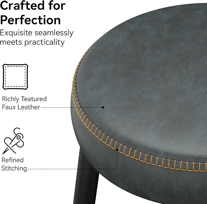 Counter Height Bar Stools, Upholstered Faux Leather Kitchen Counter Stools - Image 3