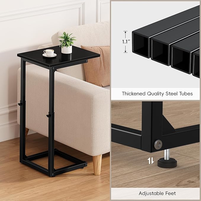 Vagusicc C Shaped End Table, Sofa Table That Slide Under, C Table End Table TV - Image 8