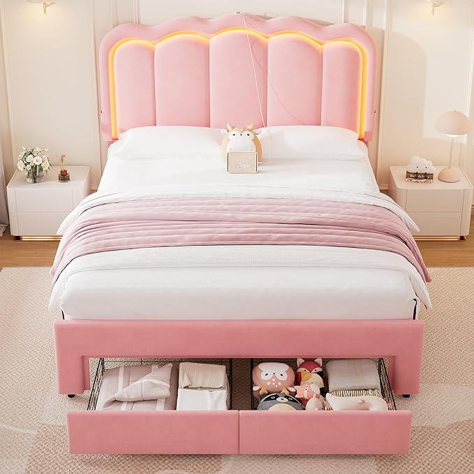 Full Upholstered LED Bed Frame - Image 3