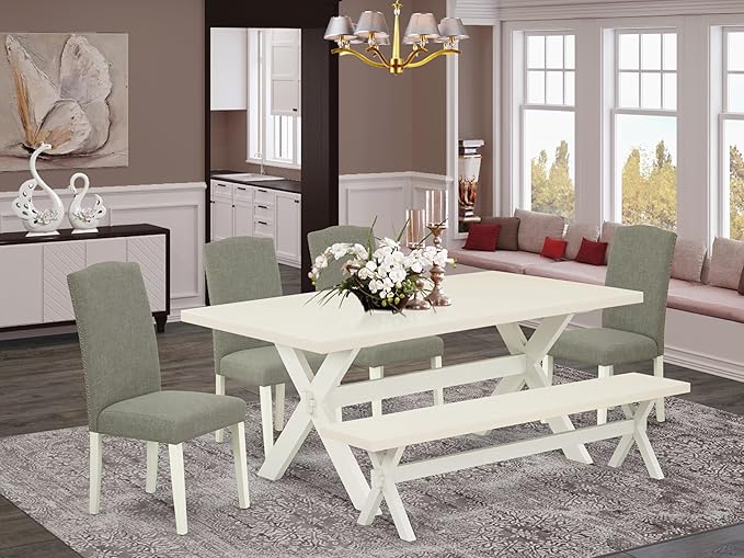 East West Furniture X027EN206-6 6 Piece Kitchen Table Set Contains a Rectangle - Image 2