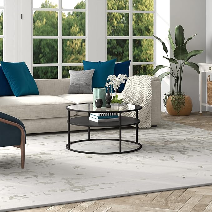 Ada 32" Wide Round Coffee Table in Blackened Bronze - Image 4