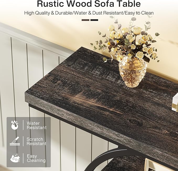 Tribesigns 41.3" Console Table, Industrial 4-Tier Sofa Table Entryway Table - Image 6