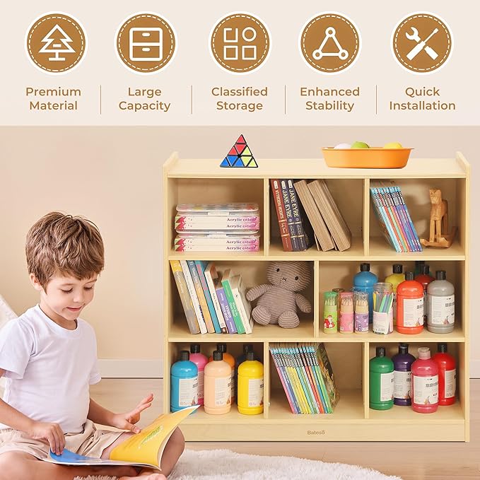 Toy Storage Organizer for Kids Room, Wooden Kids Bookshelf for Classroom - Image 4