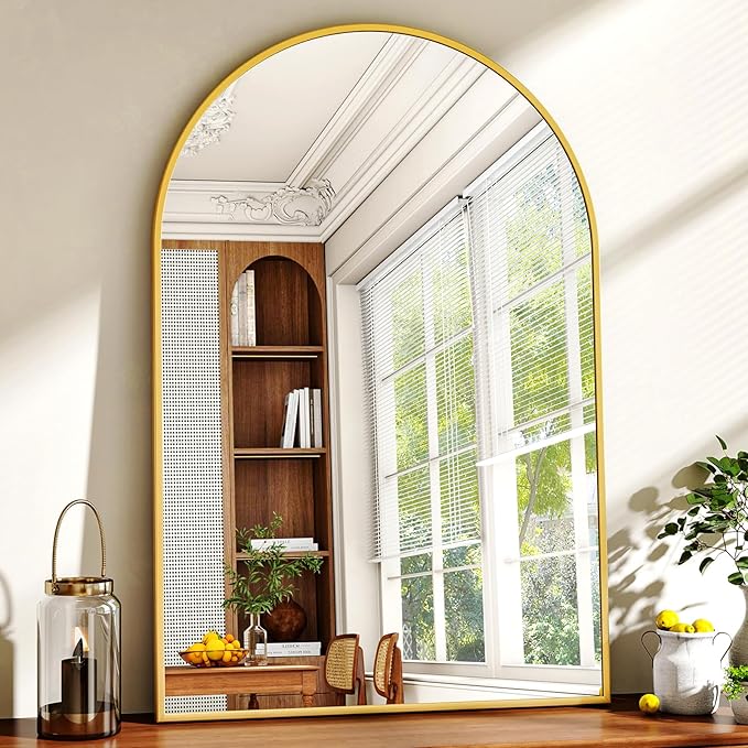 24"x36" Gold Arched Bathroom Mirror - Image 3