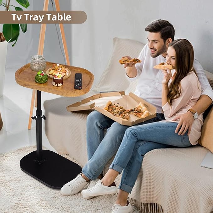 Aoligrace End Table Adjustable Height, 360°Swivel TV Tray C Table - Image 3