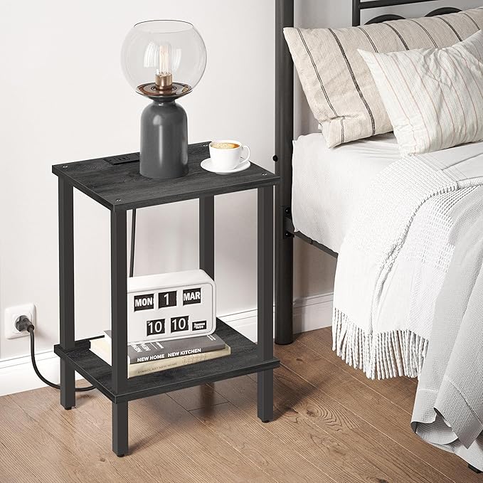 TUTOTAK End Table with Charging Station, Small Side Table with Outlets - Image 2