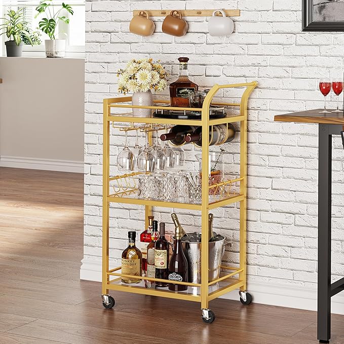 TUTOTAK Bar Cart, Home Bar Serving Cart - Image 3