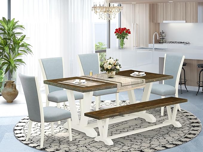 East West Furniture V077VE215-6 6 Piece Dining Table Set Contains a Rectangle - Image 2