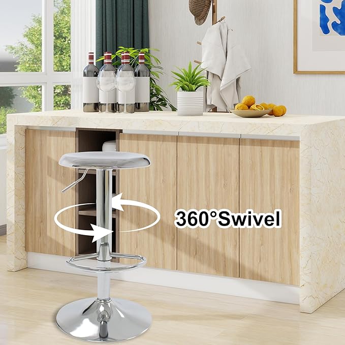 CAROLMADE Bar Stools Set of 2, Adjustable Metal Bar stools Swivel Counter - Image 5