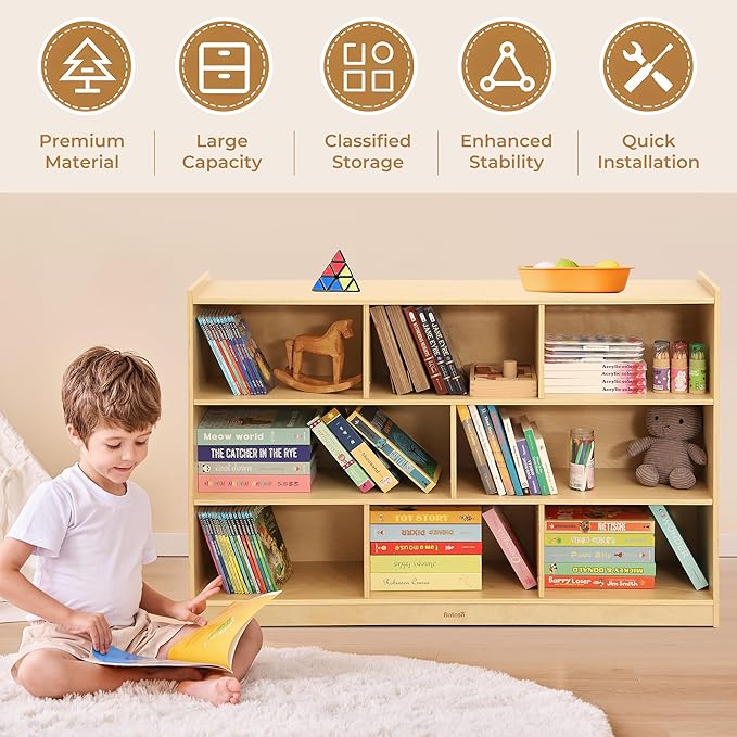 Toy Storage Organizer for Kids Room, Wooden Kids Bookshelf for Classroom - Image 4