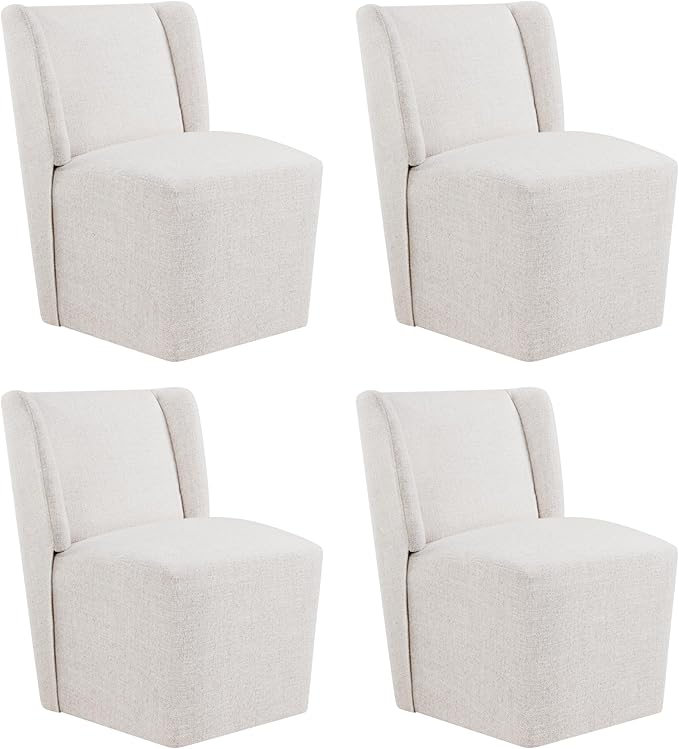 Upholstered Dining Chair with Casters Wingback Modern Side Armless Deskchair by Kislot