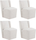 Upholstered Dining Chair with Casters Wingback Modern Side Armless Deskchair by Kislot