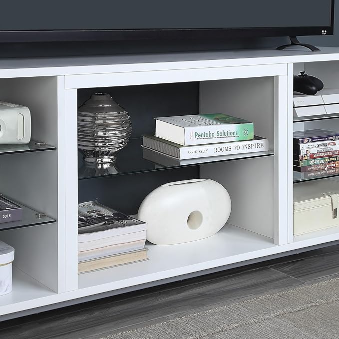 Manhattan Comfort Brighton 60" TV 7 Shelves, Tempered Glass Dividers and Media - Image 4