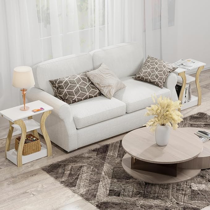 End Table Set of 2 with Charging Station, Side Table with USB Ports and Outlets - Image 9