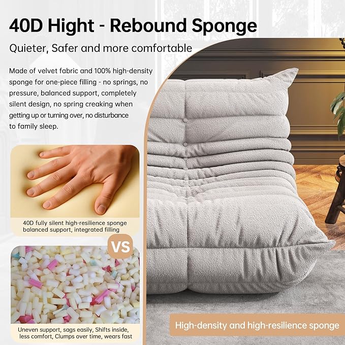 Bean Bag Chairs for Adults, BeanBag Reading Chair Memory Foam Couch, Floor - Image 4