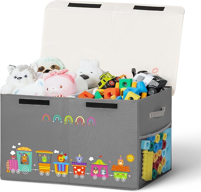 80L Large Toy Storage Box with Lid, Large Toy Box Chest by Unknown