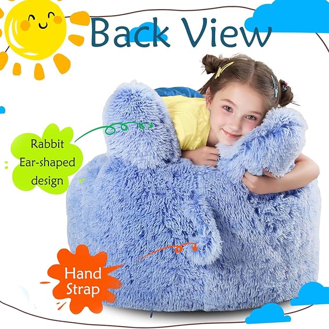 Bean Bag Chair for Kids with Plush Faux Fur Cover, 2.5FT Memory Foam Filled - Image 4