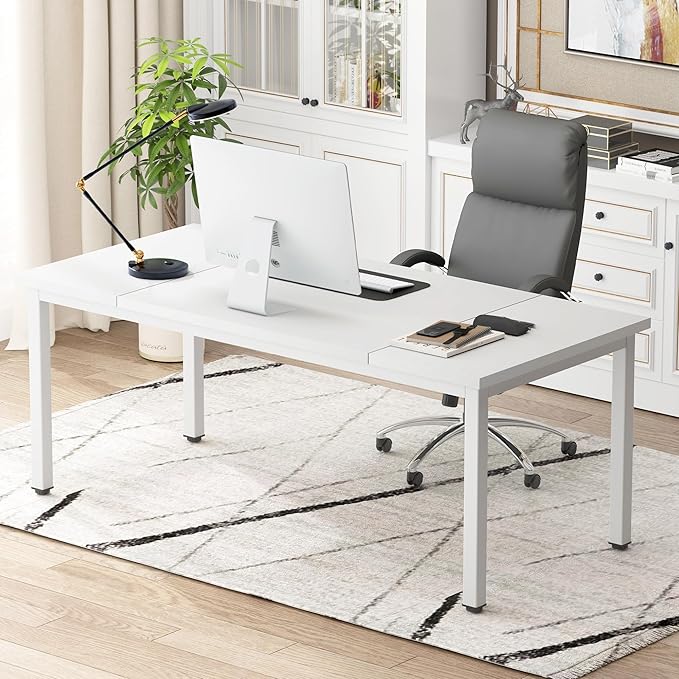 DlandHome Computer Desk, Large Executive Office Desk Computer Table Study - Image 2