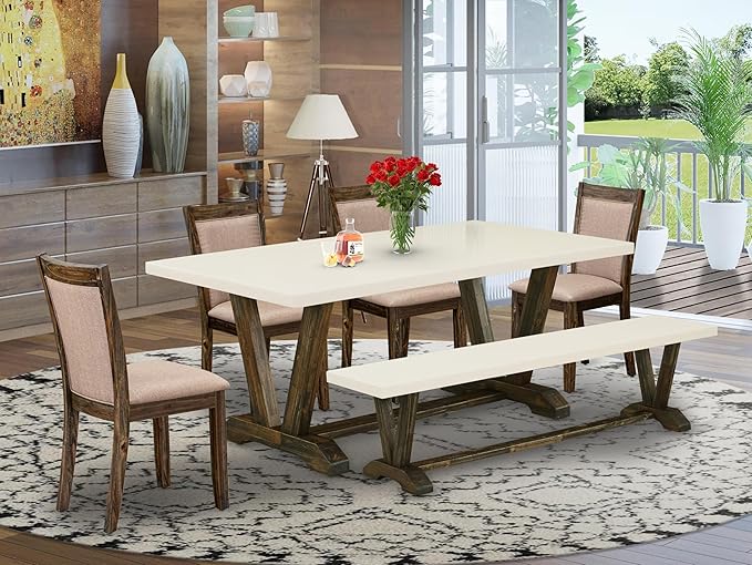East West Furniture V727MZ716-6 6 Piece Dining Set Contains a Rectangle Dining - Image 2