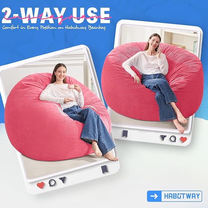 HABUTWAY 5FT Bean Bag Chair, Giant Bean Bag Chairs - Image 3