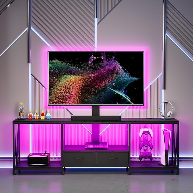 63" W TV Stand with Mount for 50, Entertainment Center with Power Outlet and - Image 2