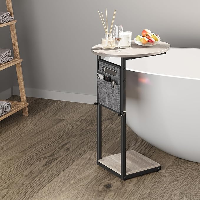 Vagusicc C Shaped End Table, Adjustable Height Small Side Table - Image 8