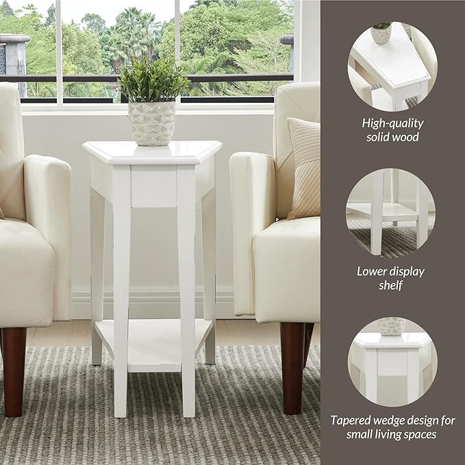 Leick Home Haven Ridge Wedge End Table, Tapered Side Table, Farmhouse White - Image 8