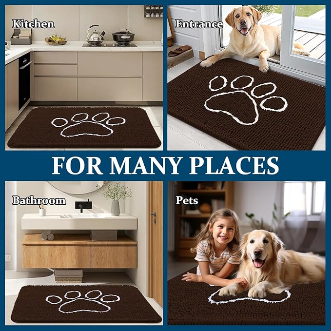 OLANLY Door Mat for Muddy Dog Paws 59x24, Ultra Absorbent Chenille Mud Doormat - Image 8
