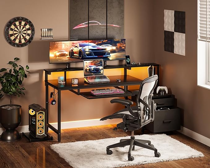 AODK Computer Desk with Drawers and Keyboard Tray, Reversible Study Work Desk - Image 8
