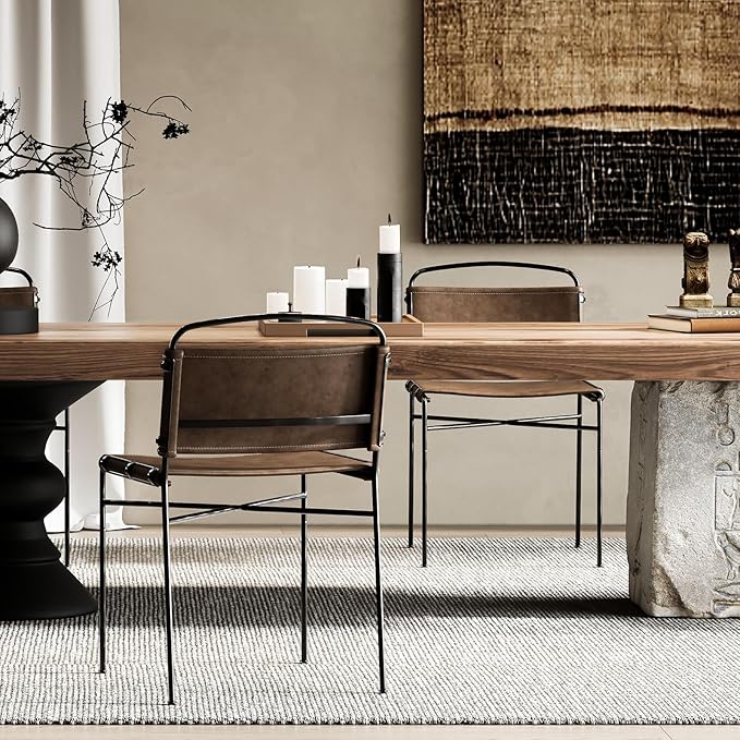 Mid-Century Modern Dining Chairs Set of 2, High-End Stylish Kitchen Restaurant - Image 8